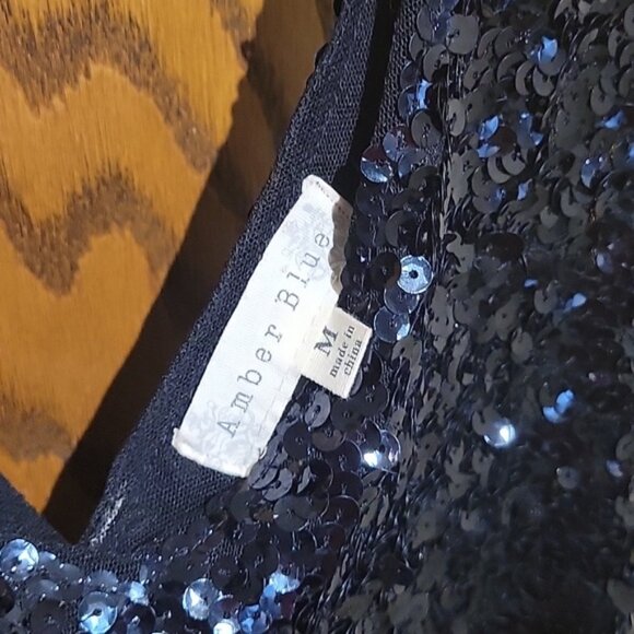 Amber Blue Sleeveless Sparkle Dress Size Medium - Picture 2 of 7